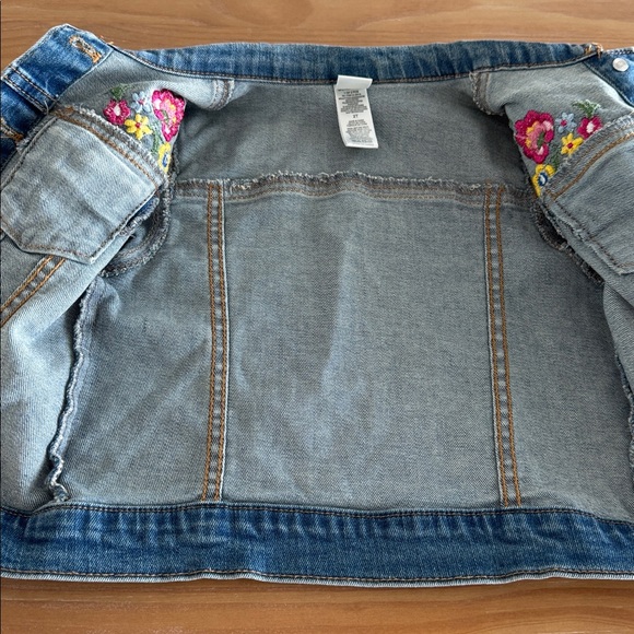 Little Me Denim Jacket with Pink & Yellow Floral Embroidery - Picture 7 of 8